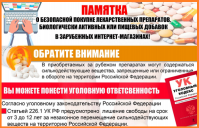 Памятка  о безопасной покупке лекарственных препаратов, биологически активных или пищевых добавок в  зарубежных интернет- магазинах